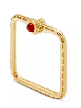 Yvonne Leon 9K Yellow Gold Red Agate & Gray Diamond Square Shape Ring